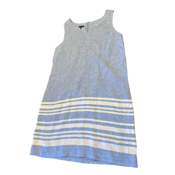 Talbots Blue & White Striped Linen Shift Dress 12P - Picture 1 of 4